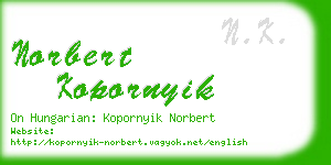 norbert kopornyik business card